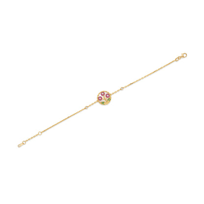 Ranimor Blossom Bracelet in 18K yellow gold with natural gemstones on white background