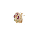 Ranimor Blossom Earring in 18K yellow gold with natural gemstones, centered on pure white background