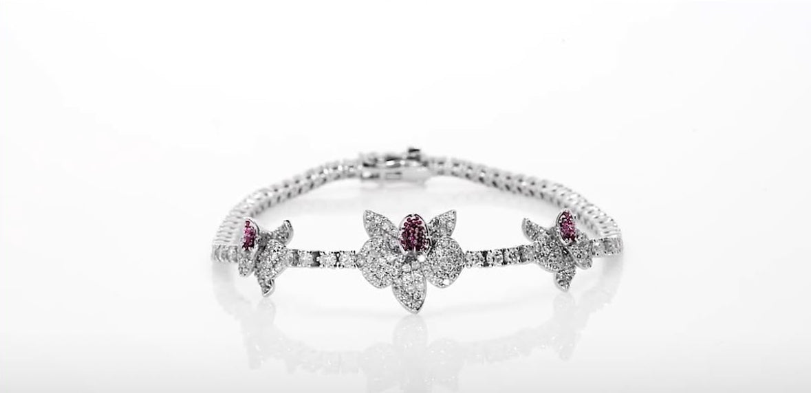 Ranimor Diamond Orchid Bracelet in 18K white gold, front view