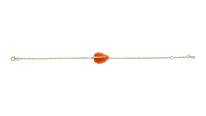Ranimor Garnet Leaf Bracelet in 18K yellow gold, full bracelet view on white background