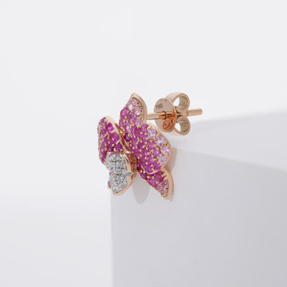 Ranimor Sapphire Orchid Earring in 18K rose gold, alternate side view