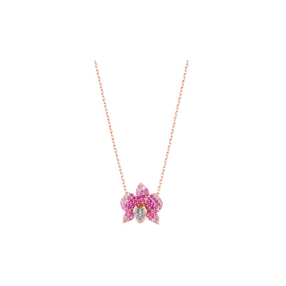 Ranimor Sapphire Orchid Necklace in 18K rose gold with pink sapphires and diamonds, centered on pure white background