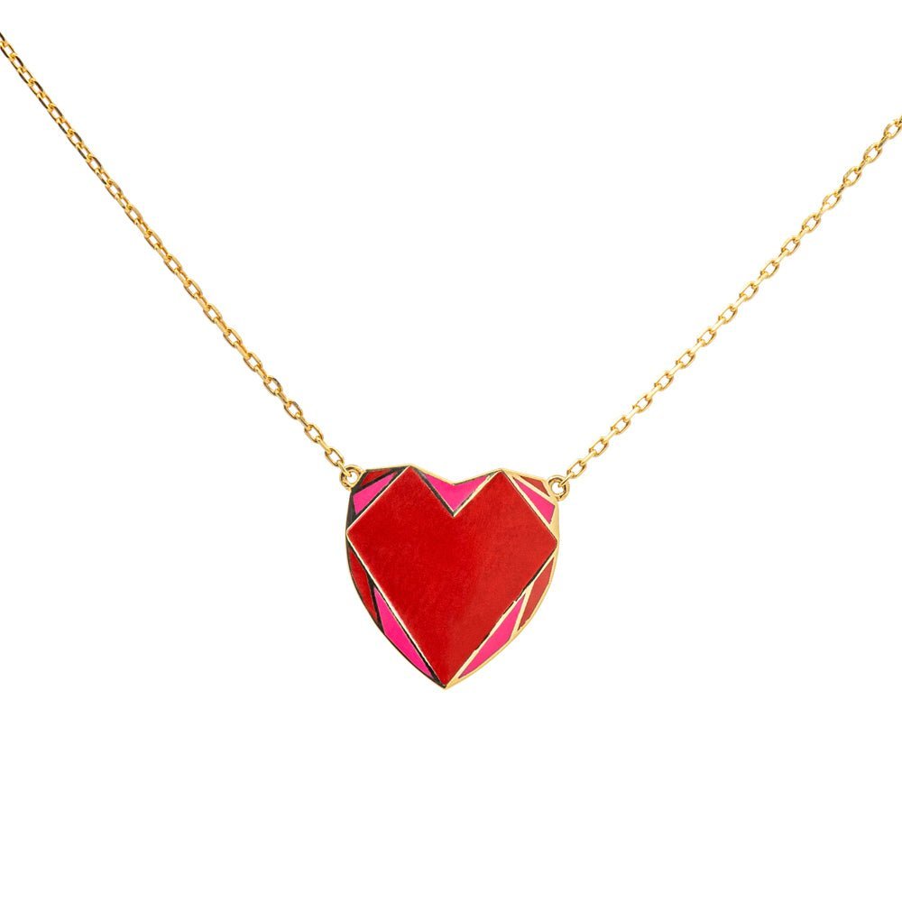 Red Pulse Necklace – Gold & Enamel