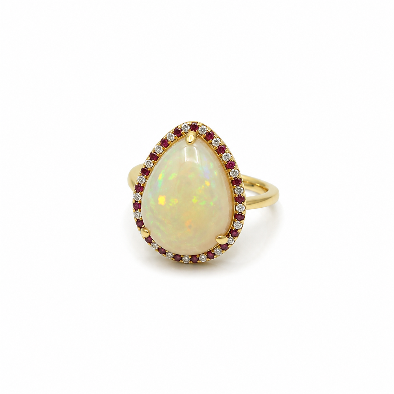 Australian Opal & Ruby Ring
