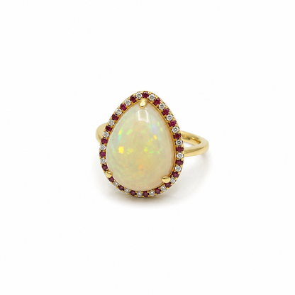 Australian Opal & Ruby Ring