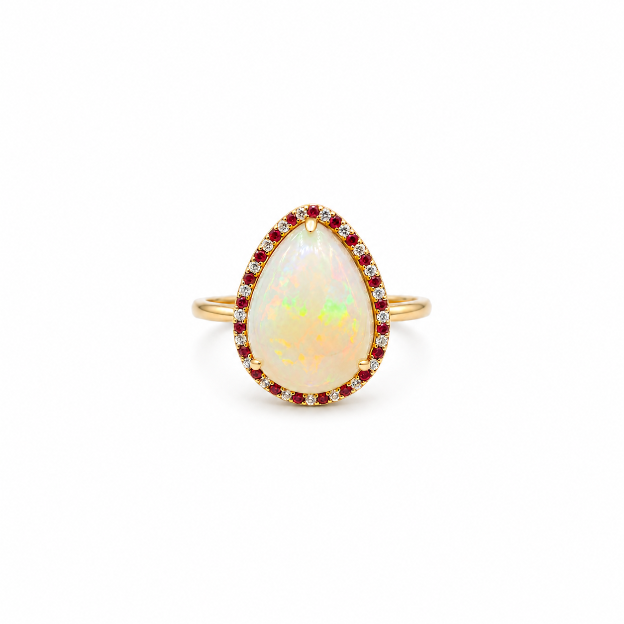 Australian Opal & Ruby Ring