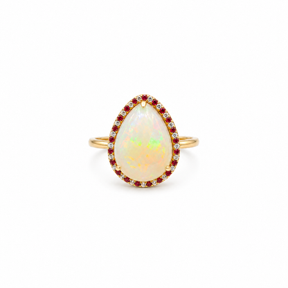 Australian Opal & Ruby Ring