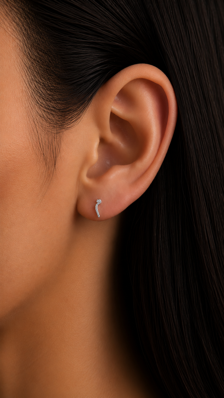 Rulla Arabic Letter Full Diamond Stud worn lifestyle image