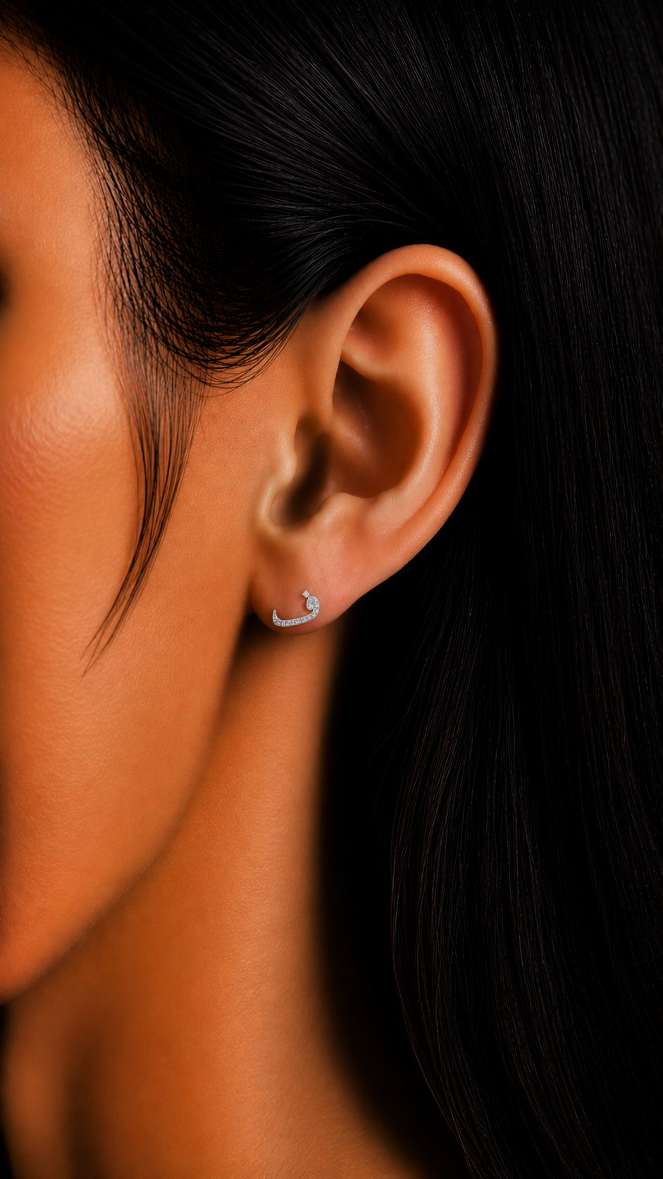 Rulla Arabic Letter Full Diamond Stud worn lifestyle image 2