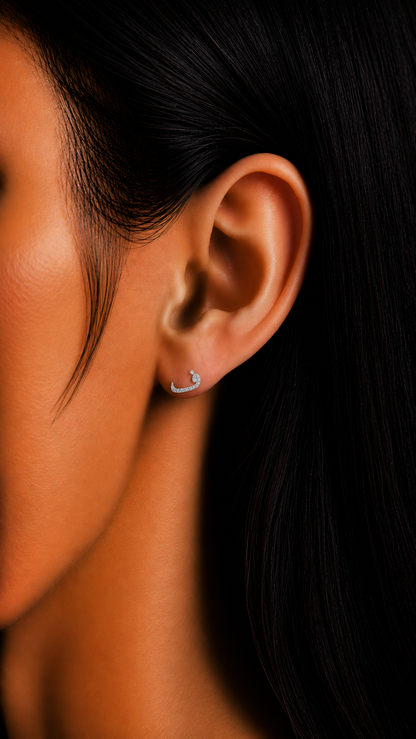 Rulla Arabic Letter Full Diamond Stud worn lifestyle image 2
