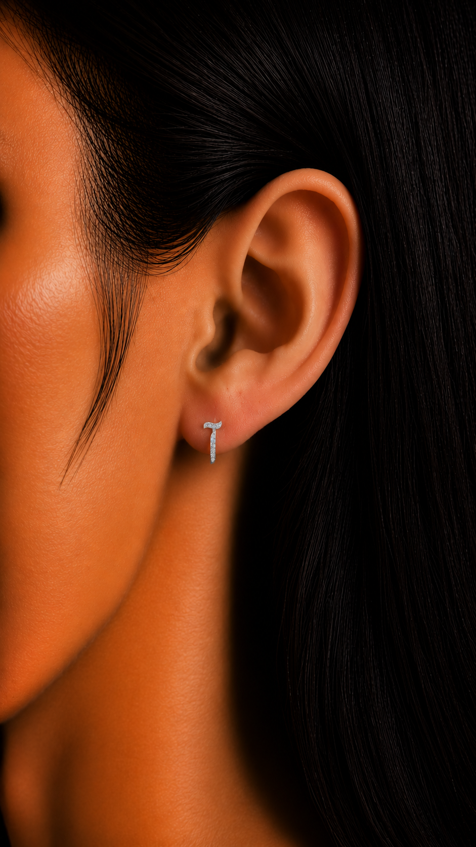 Rulla Arabic Letter Full Diamond Stud worn lifestyle image 3