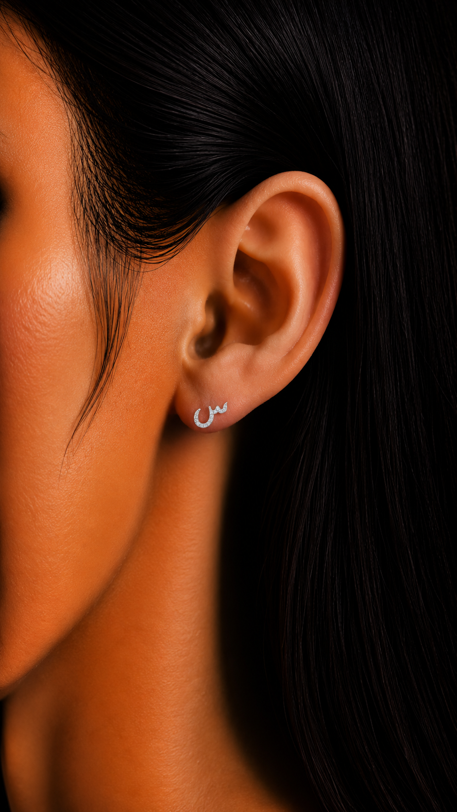Rulla Arabic Letter Full Diamond Stud worn lifestyle image 4