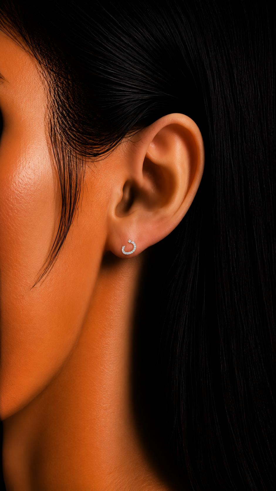 Rulla Arabic Letter Full Diamond Stud worn lifestyle image 5
