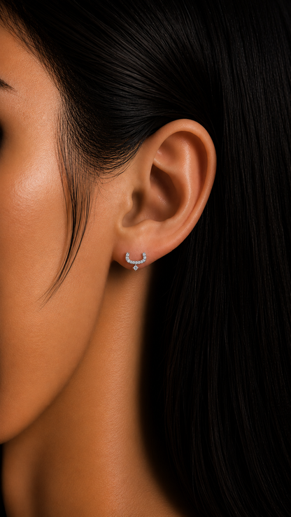 Rulla Arabic Letter Full Diamond Stud worn lifestyle image 6