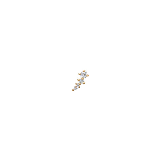 Rulla Arc Stud in yellow gold on white background