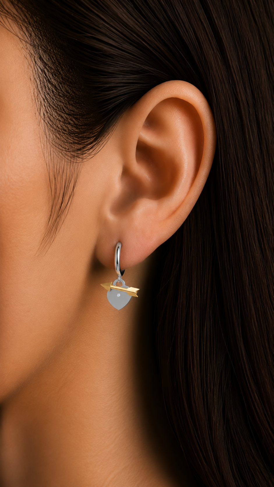 Rulla Arrowed Heart Earring worn lifestyle image