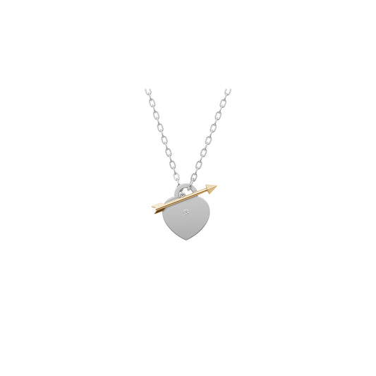 Rulla Jewelry Arrowed Heart Necklace in 18K white & yellow gold with natural diamonds