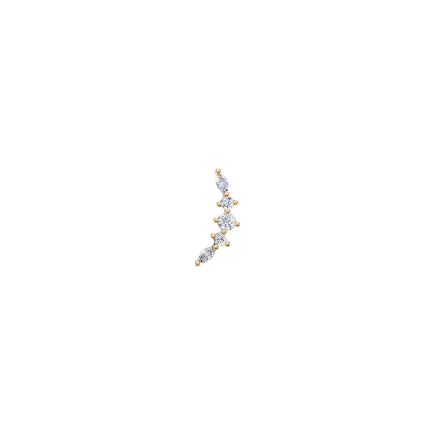 Rulla Cascade Stud in yellow gold on white background