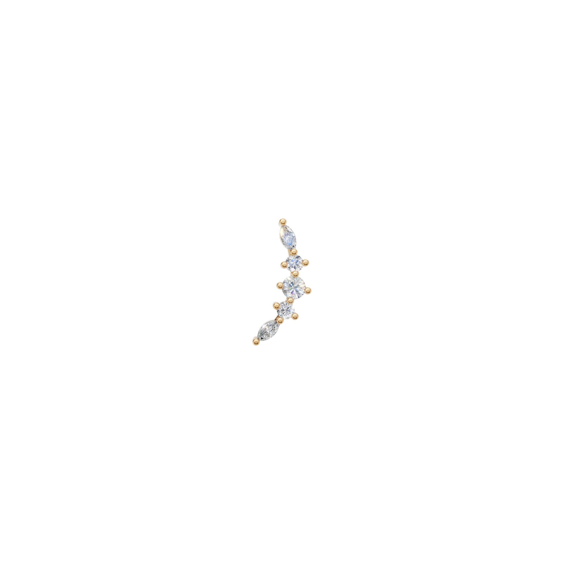 Rulla Cascade Stud in yellow gold on white background