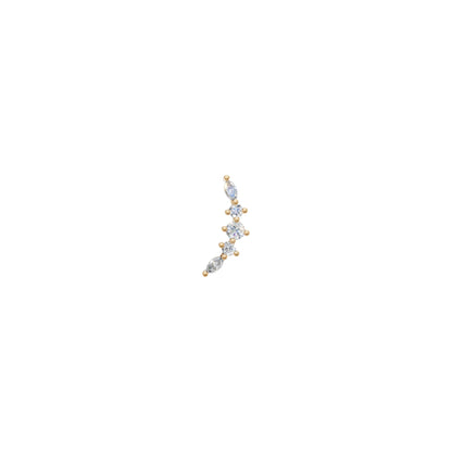 Rulla Cascade Stud in yellow gold on white background