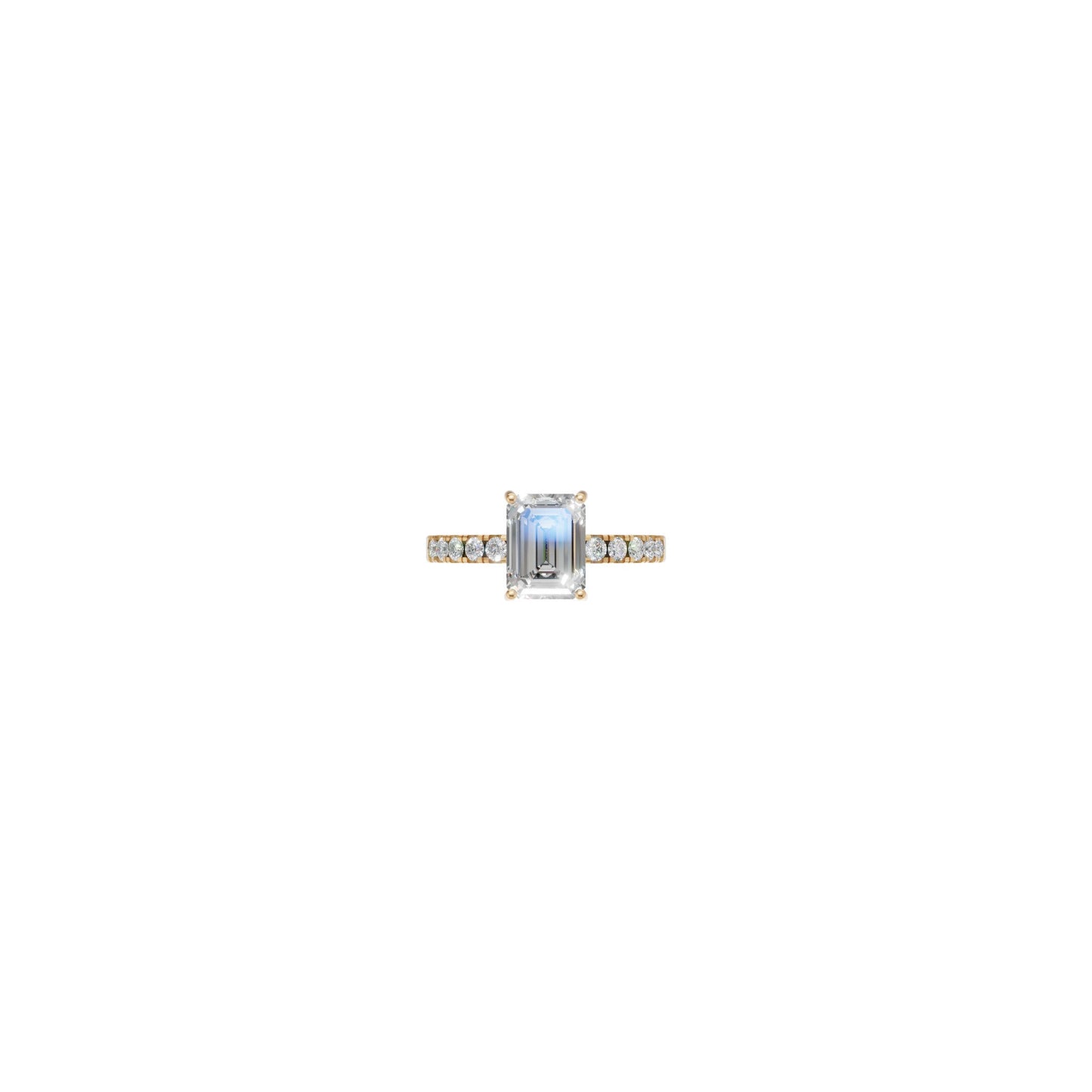 Rulla Emerald Solitaire Diamond Ring in yellow gold on white background