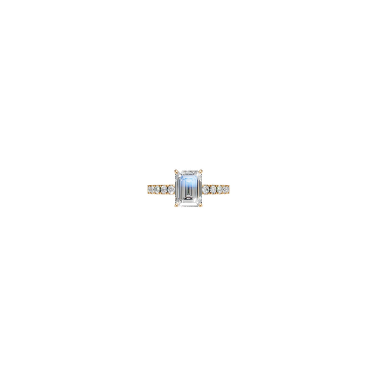 Rulla Emerald Solitaire Diamond Ring in yellow gold on white background
