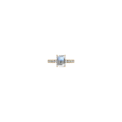 Rulla Emerald Solitaire Diamond Ring in yellow gold on white background
