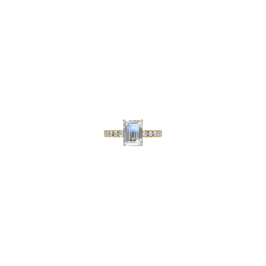 Rulla Emerald Solitaire Diamond Ring in yellow gold on white background