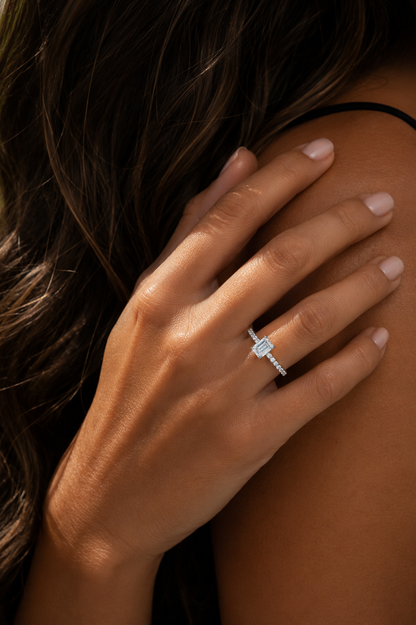 Rulla Emerald Solitaire Diamond Ring lifestyle view