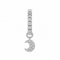Rulla Half Eternity Hoop with Moon Charm in white gold