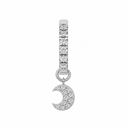 Rulla Half Eternity Hoop with Moon Charm in white gold