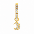 Rulla Half Eternity Hoop with Moon Charm in yellow gold