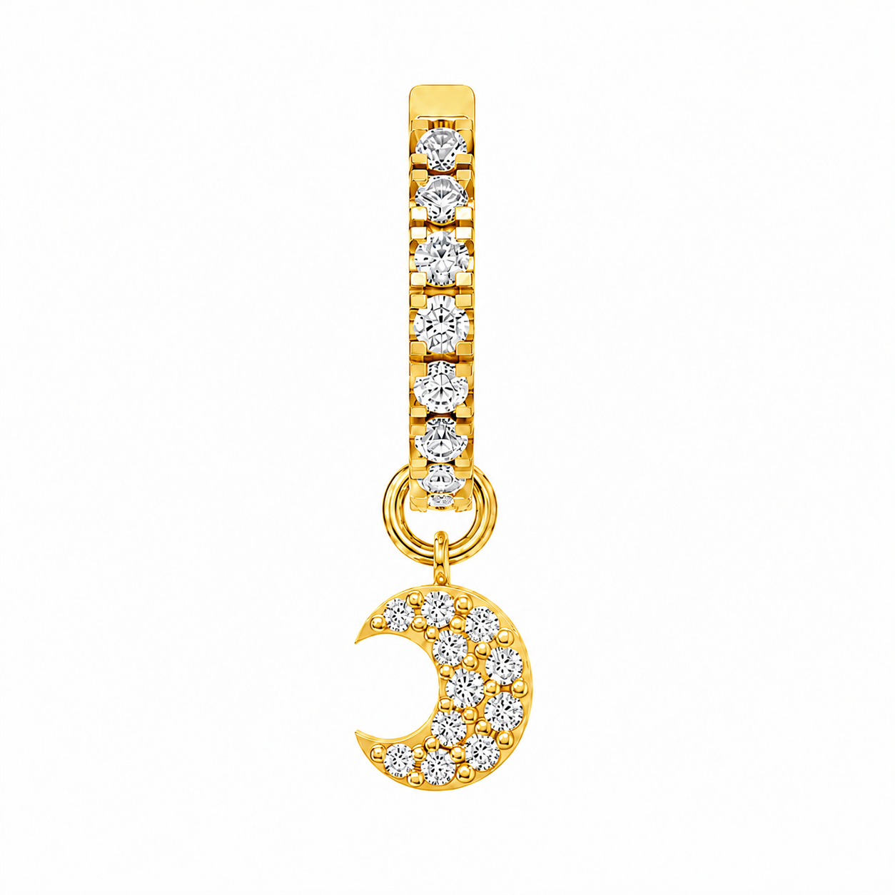 Rulla Half Eternity Hoop with Moon Charm in yellow gold