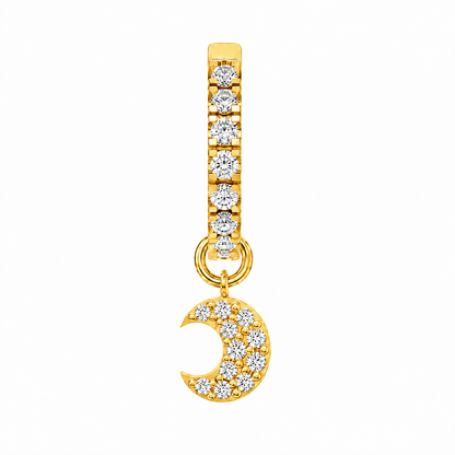 Rulla Half Eternity Hoop with Moon Charm in yellow gold