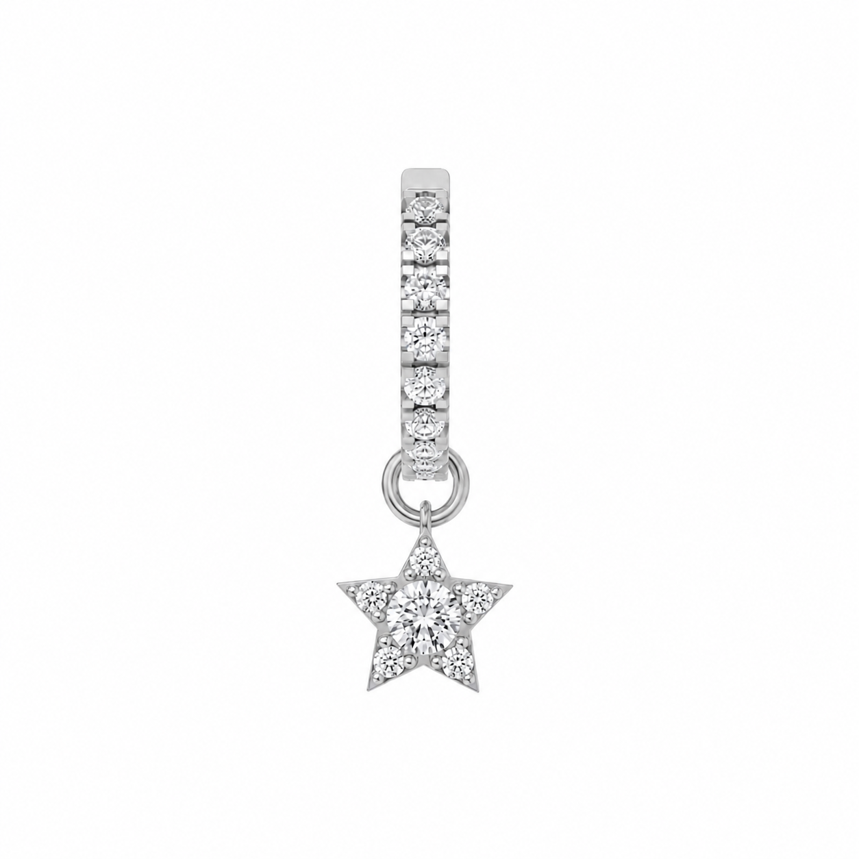 Rulla Half Eternity Hoop with Star Charm in white gold