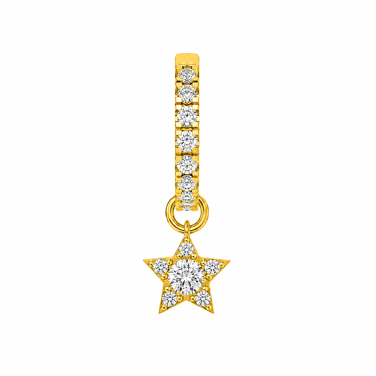 Rulla Half Eternity Hoop with Star Charm in yellow gold