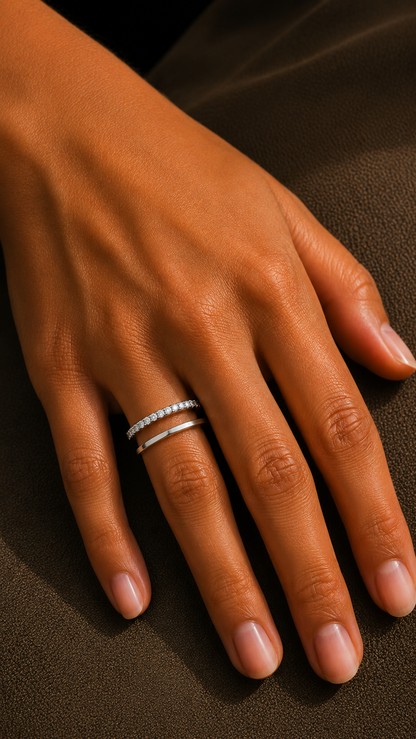 Rulla Half Eternity and Gold Band worn lifestyle image 2
