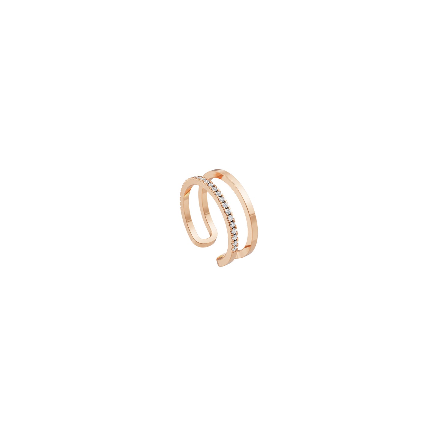 Rulla Jewelry Half Eternity and Gold Band in 18K rose gold with natural diamonds