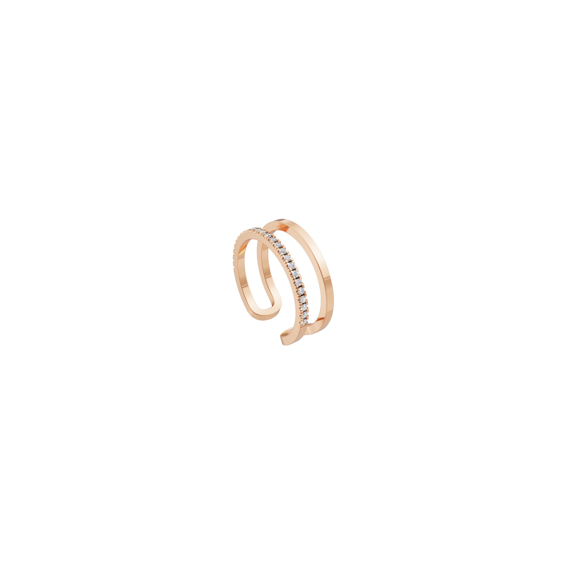Rulla Jewelry Half Eternity and Gold Band in 18K rose gold with natural diamonds