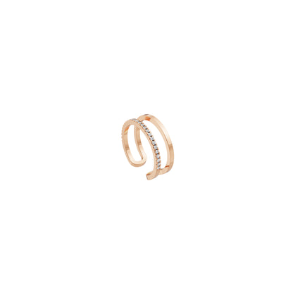 Rulla Jewelry Half Eternity and Gold Band in 18K rose gold with natural diamonds