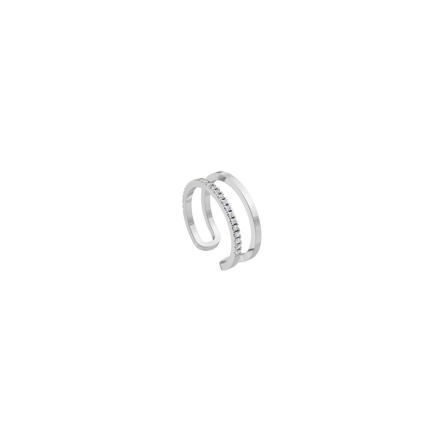 Rulla Jewelry Half Eternity and Gold Band in 18K white gold with natural diamonds