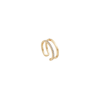 Rulla Jewelry Half Eternity and Gold Band in 18K yellow gold with natural diamonds