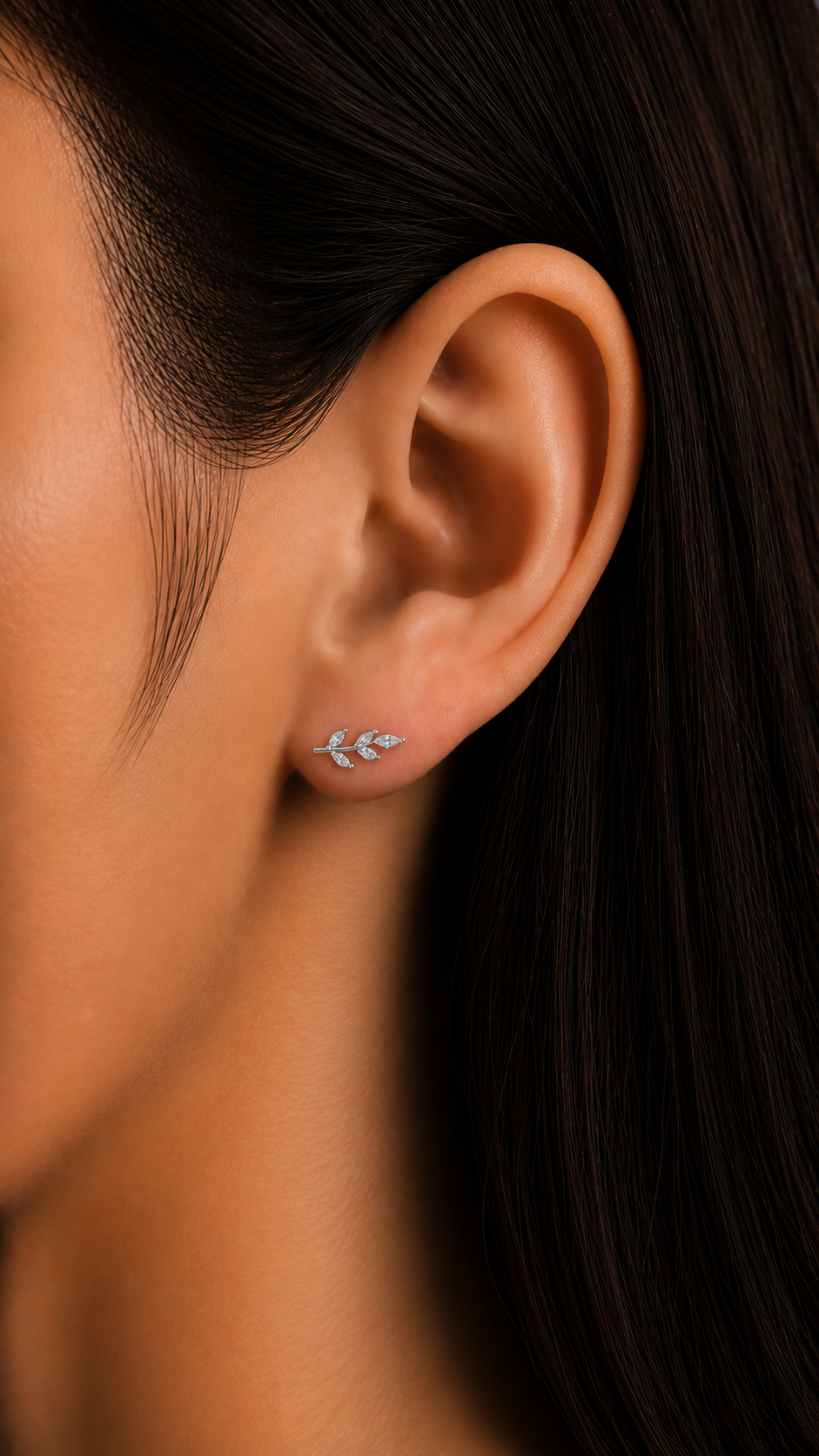 Rulla Leaf Stud worn lifestyle image