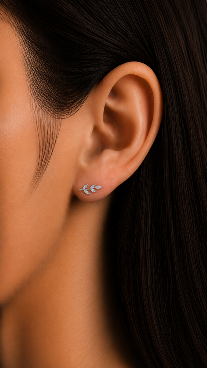 Rulla Leaf Stud worn lifestyle image