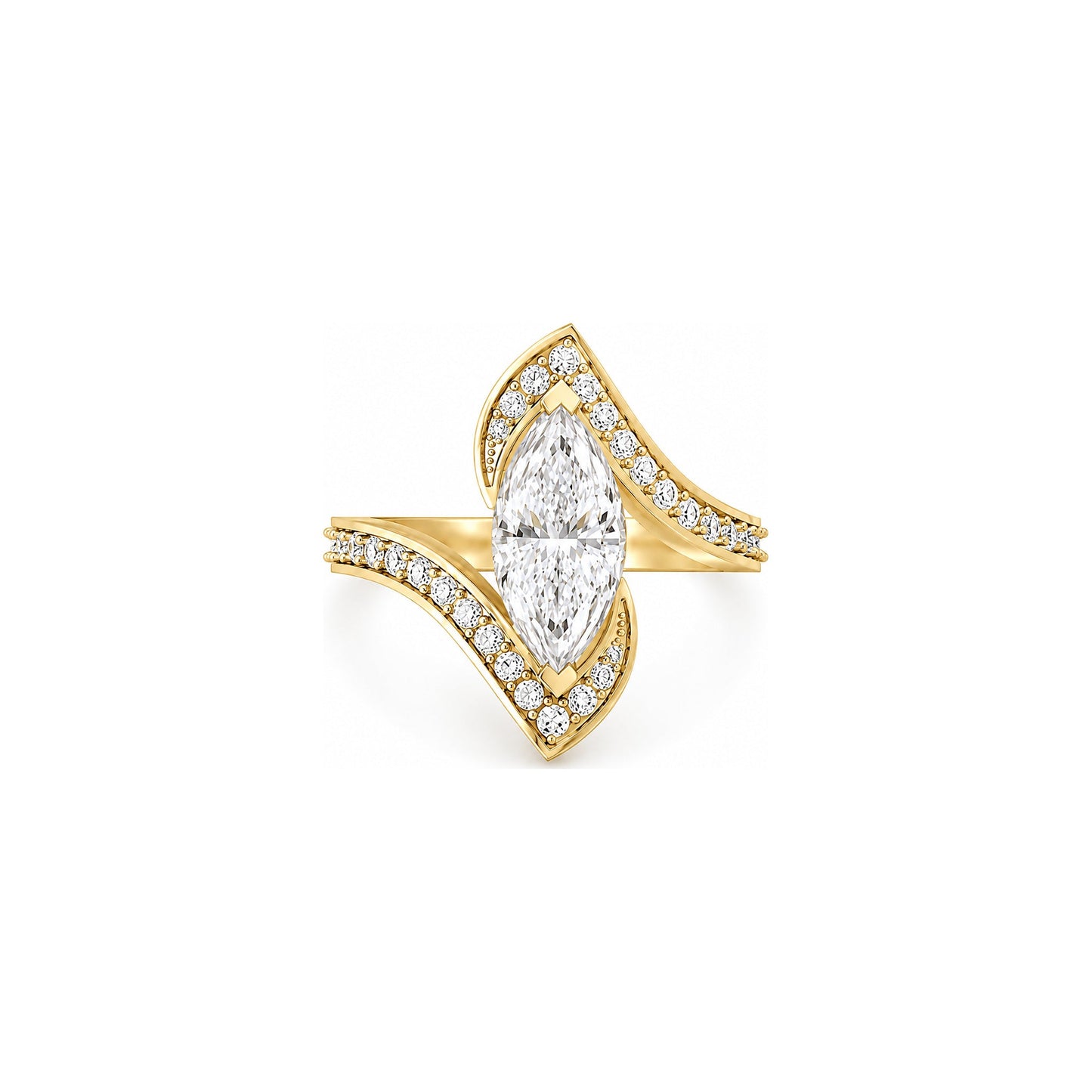 Rulla Marquise Aura Ring in yellow gold on white background