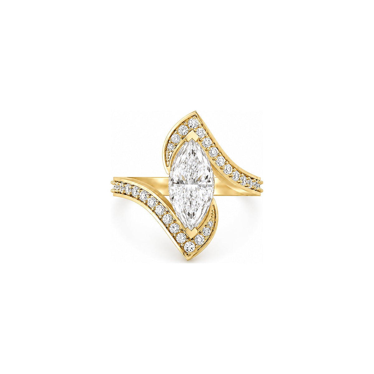 Rulla Marquise Aura Ring in yellow gold on white background