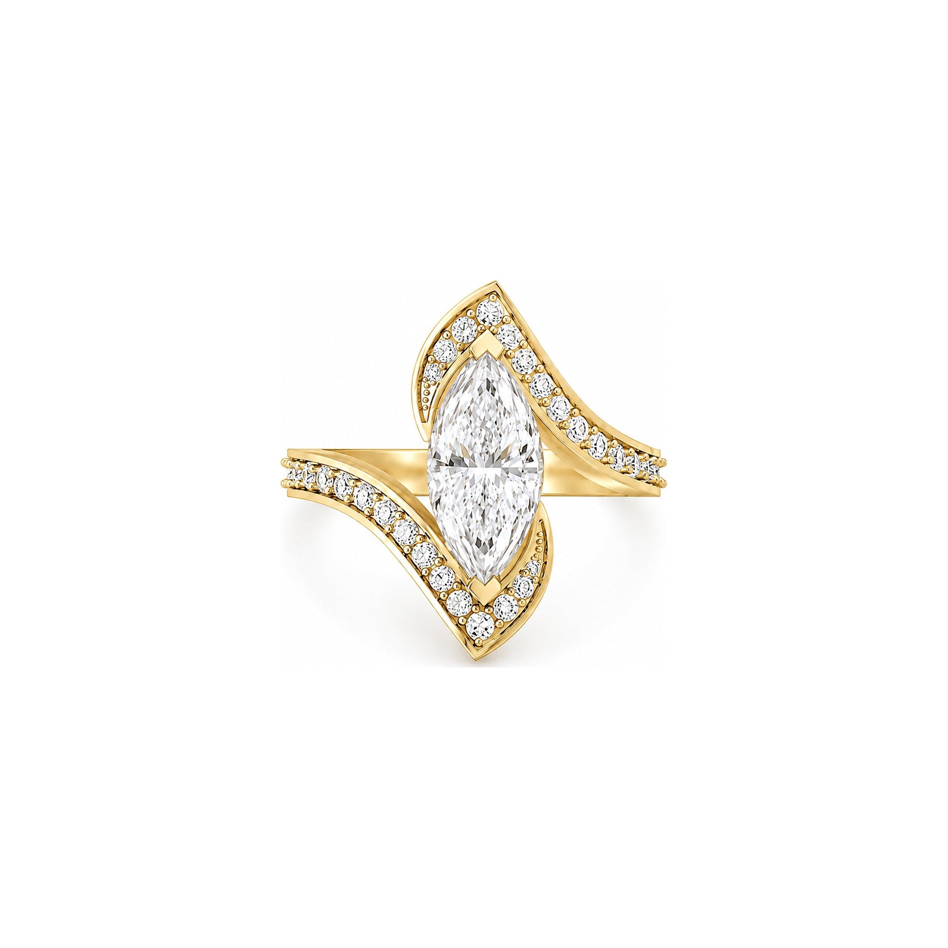 Rulla Marquise Aura Ring in yellow gold on white background