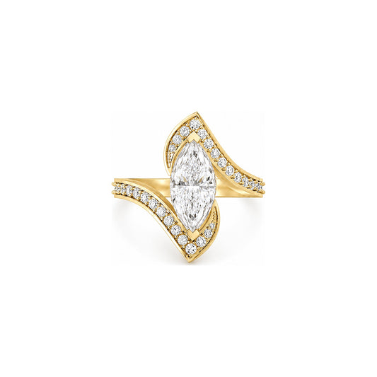 Rulla Marquise Aura Ring in yellow gold on white background