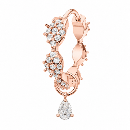 Rulla Marquise Eternity Hoop with Single Tear Drop Charm in rose gold