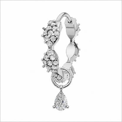 Rulla Marquise Eternity Hoop with Single Tear Drop Charm in white gold